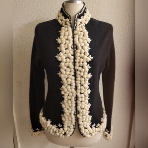 Vintage 2001 Oscar by Oscar de la Renta black wool sweater jacket.  Size S